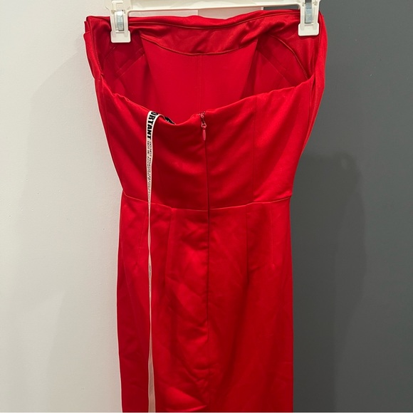 NWT House of CB Maxi Dress Red Satin Adrienne Strapless Holiday Wedding Guest S - Picture 7 of 10